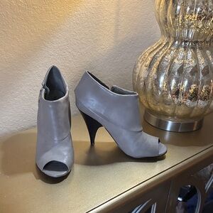 Elegant Gray Peep-Toe Heels